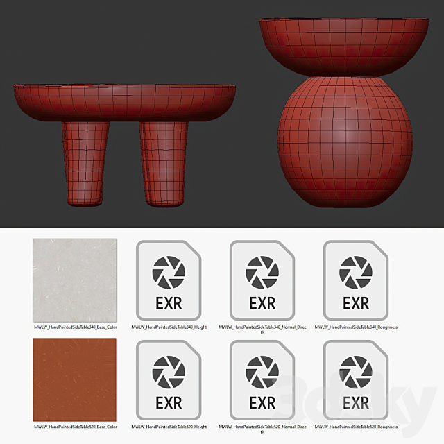 Clay side tables 3DS Max Model - thumbnail 5