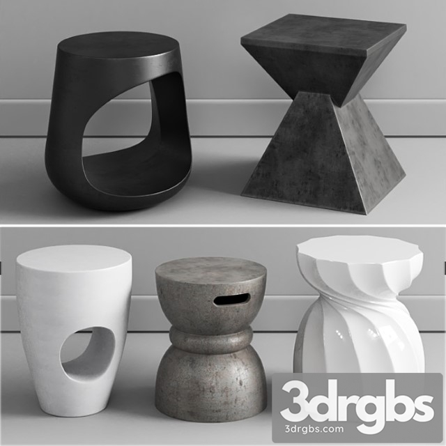 Coco republic concrete stools 2 3dsmax Download - thumbnail 1