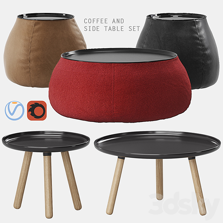 Coffee and side table set 3DS Max - thumbnail 1