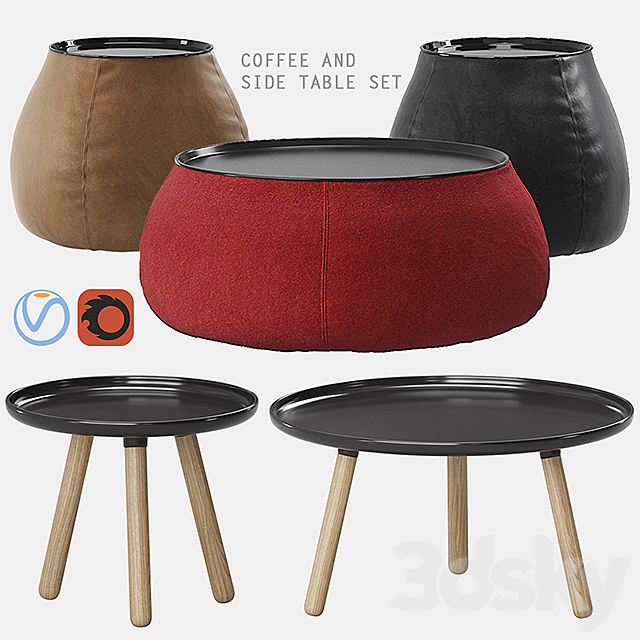 Coffee and side table set 3DSMax File - thumbnail 1