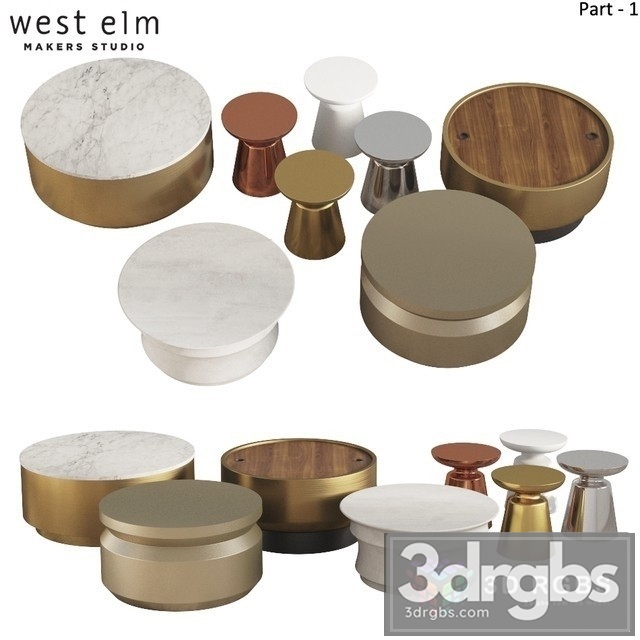 Coffee Side Tables West Elm 3dsmax Download - thumbnail 1