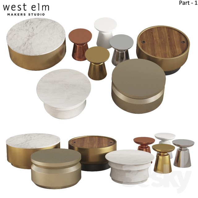 Coffee & Side Tables West Elm_Part-01 3DS Max - thumbnail 3