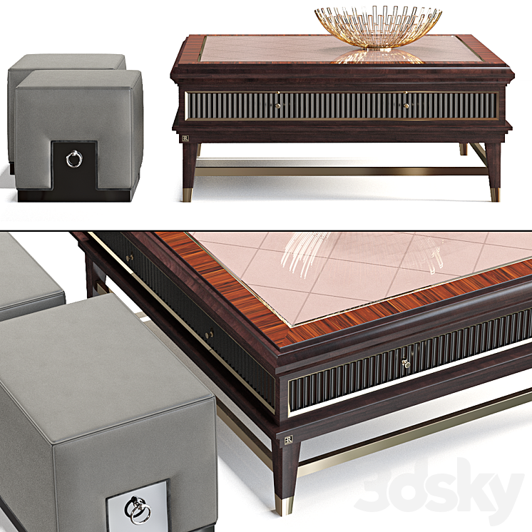 Coffee table and pouf 3DS Max - thumbnail 1