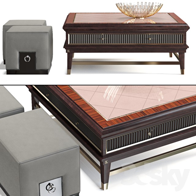 Coffee table and pouf 3DS Max - thumbnail 3