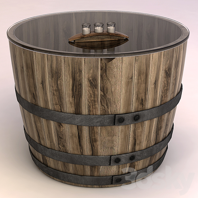 Coffee Table Barrel 3DS Max Model - thumbnail 2