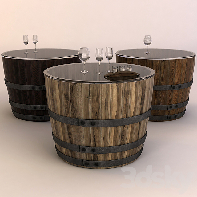 Coffee Table Barrel 3DS Max Model - thumbnail 3