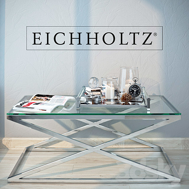 Coffee table Criss Cross by Eichholtz with decor 3DSMax File - thumbnail 1