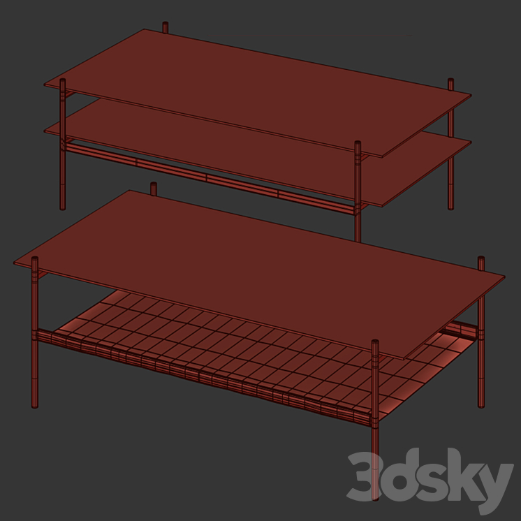 Coffee table Duotone Rectangular 3DS Max - thumbnail 2