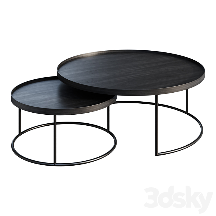 Coffee table ETHNICRAFT ROUND TRAY TABLE SET VAN 2 coffee table 3DS Max Model - thumbnail 3