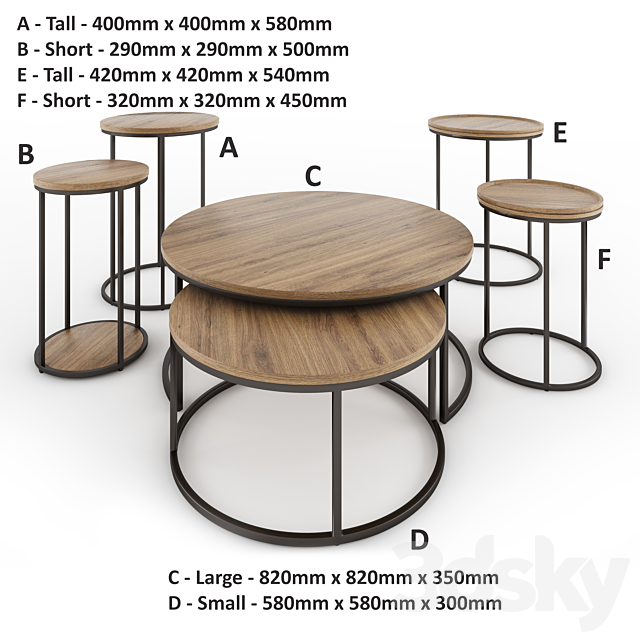 Coffee Table – Industrial Style 3DS Max Model - thumbnail 2