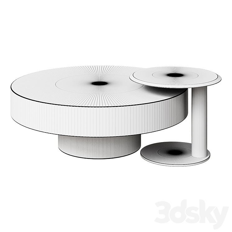 Coffee Table Modern Gold & Black 2-Piece Round Nesting Coffee Table Set with Tempered Glass Top coffee table 3DS Max - thumbnail 2