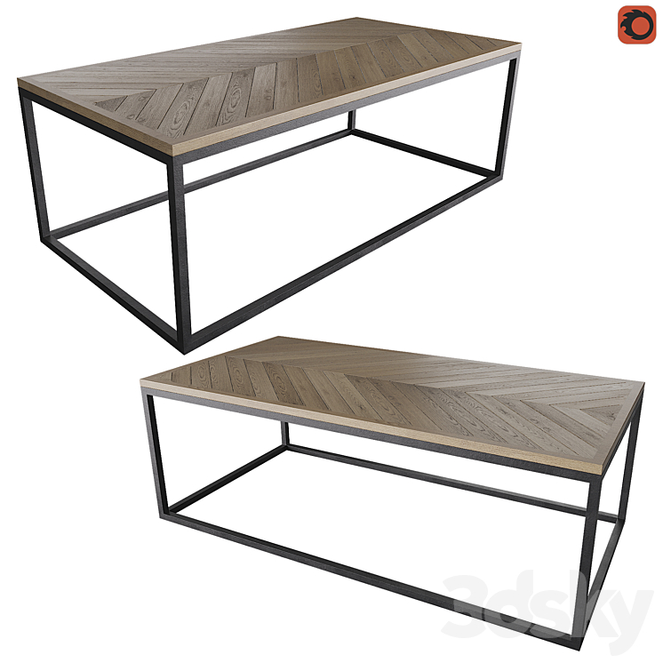 Coffee table Nottingham La Redoute 3DS Max - thumbnail 2