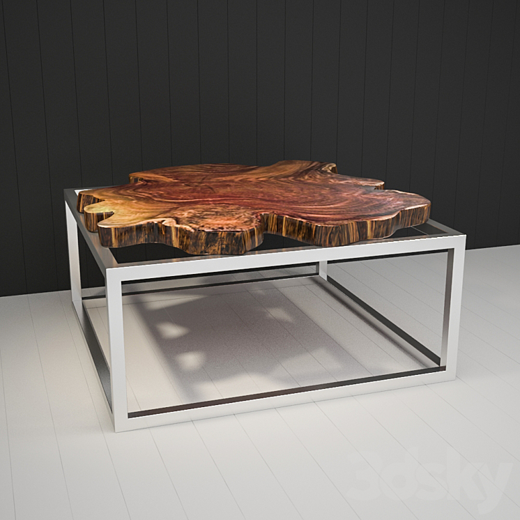 Coffee table of cut wood 3DS Max - thumbnail 1