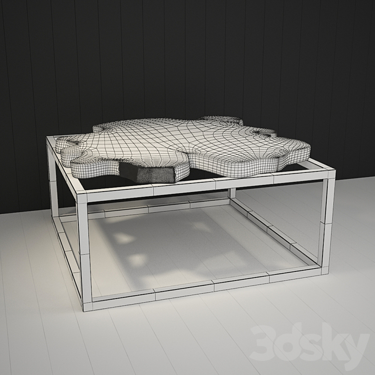 Coffee table of cut wood 3DS Max - thumbnail 2