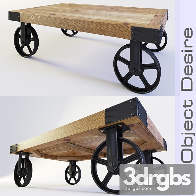 Coffee Table on Wheels in Loft Style 3dsmax Download - thumbnail 1