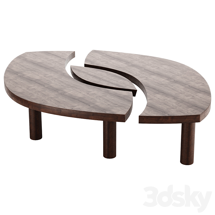 Coffee table Pierre Chapo 'T22C' – 1972 coffee table 3DS Max Model - thumbnail 1