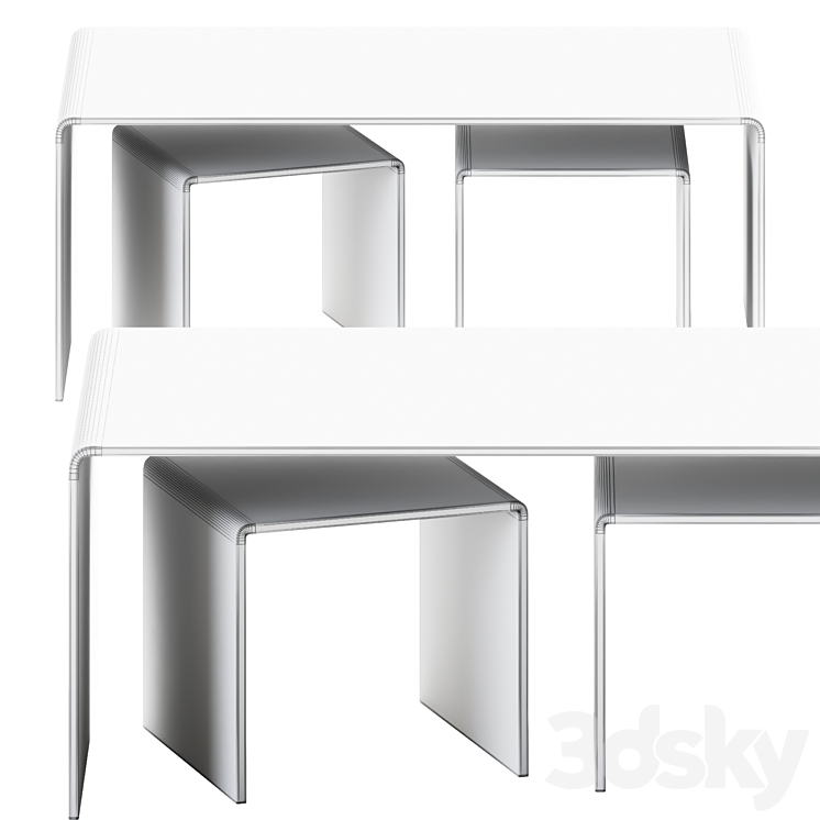 Coffee Table set Clear Club by Kare Design \/ Glass table 3DS Max Model - thumbnail 2