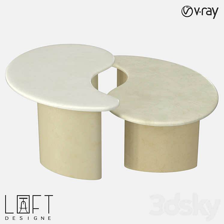 Coffee table set LoftDesigne 60173 model 3DS Max - thumbnail 1