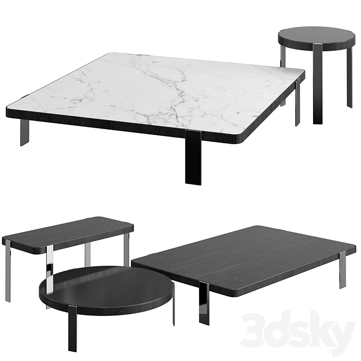 Coffee table set Mattia By Minotti 3DS Max Model - thumbnail 3