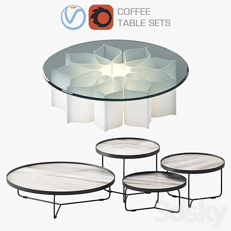 Coffee table sets 3DS Max - thumbnail 1