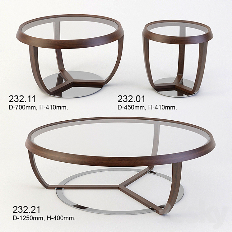 Coffee table Tonon Time 232 (set) 3DS Max - thumbnail 2