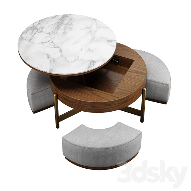 Coffee table-transformer 3DS Max Model - thumbnail 2