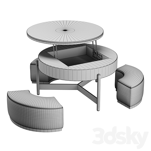 Coffee table-transformer 3DS Max Model - thumbnail 5