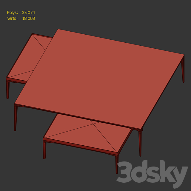 Coffee table Tray Rimadesio 3DS Max Model - thumbnail 3