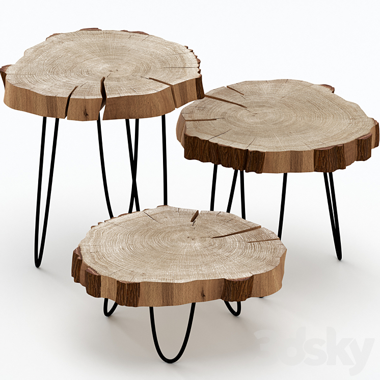 Coffee tables made of slab 3DS Max - thumbnail 1