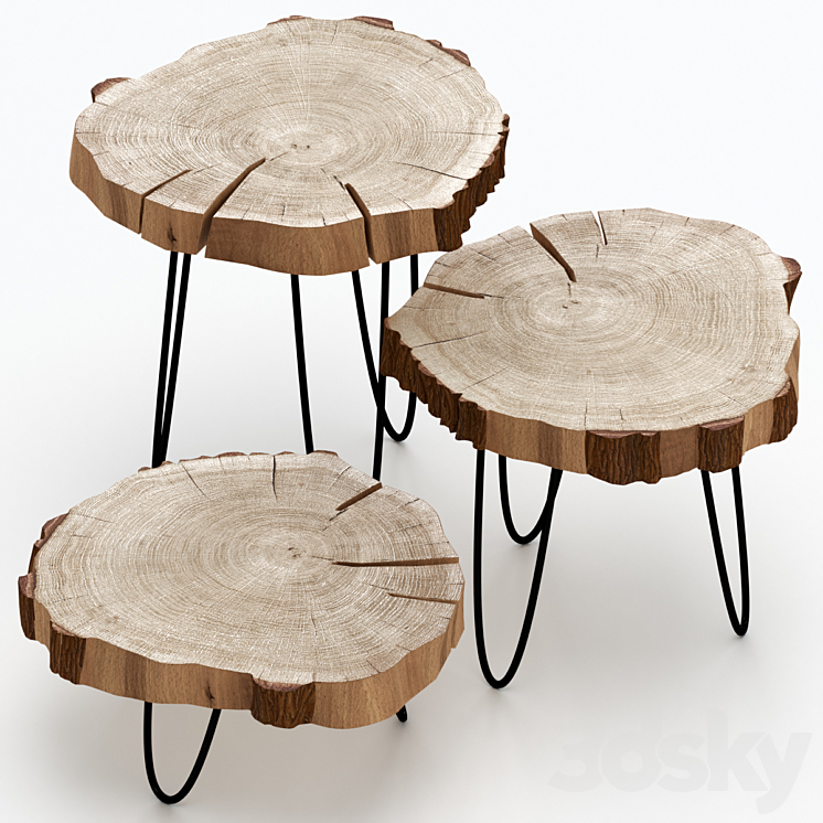 Coffee tables made of slab 3DS Max - thumbnail 2