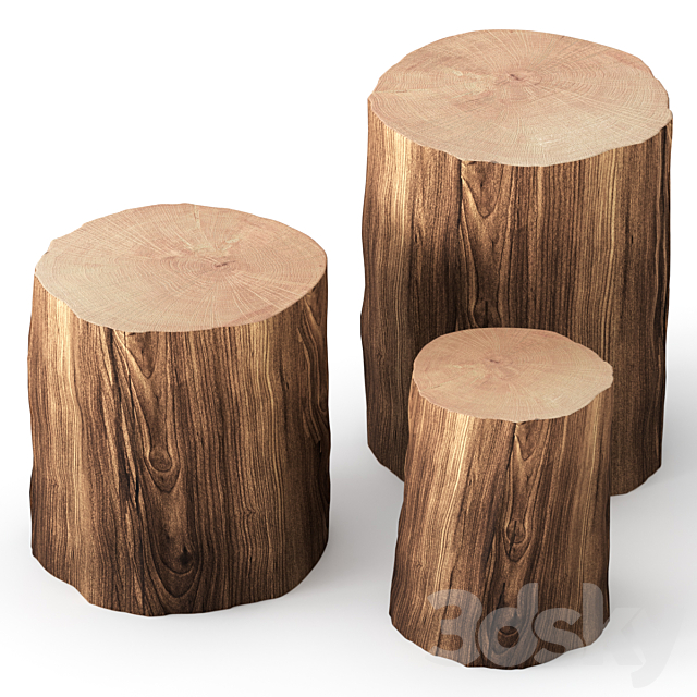 Coffee tables made of stumps 3DS Max Model - thumbnail 2