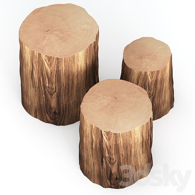 Coffee tables made of stumps 3DS Max Model - thumbnail 3