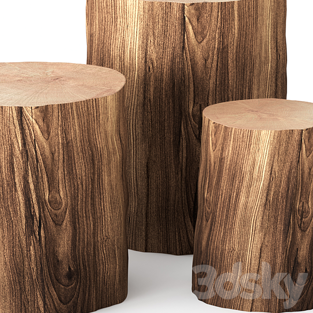 Coffee tables made of stumps 3DS Max Model - thumbnail 4