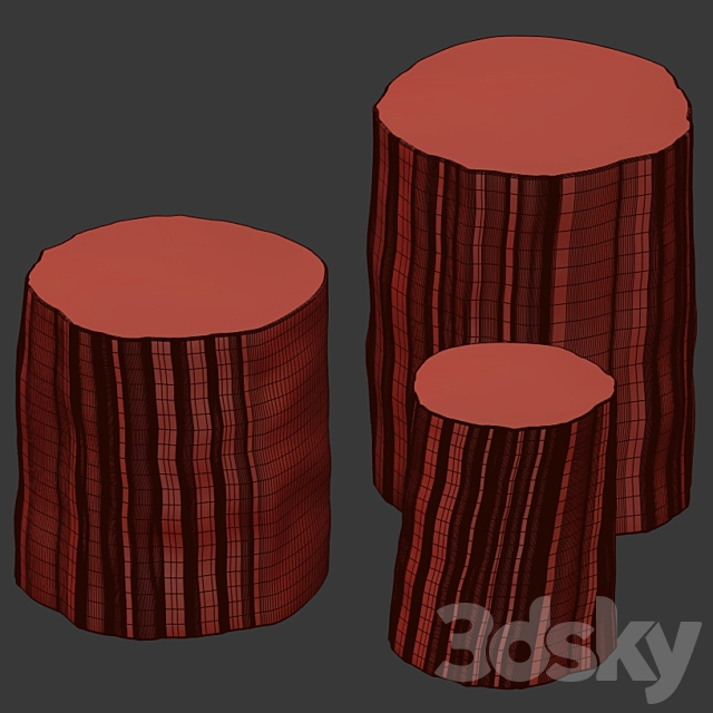 Coffee tables made of stumps 3DS Max Model - thumbnail 5