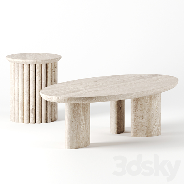 Coffee tables set by mcguire furniture 3DS Max Model - thumbnail 1