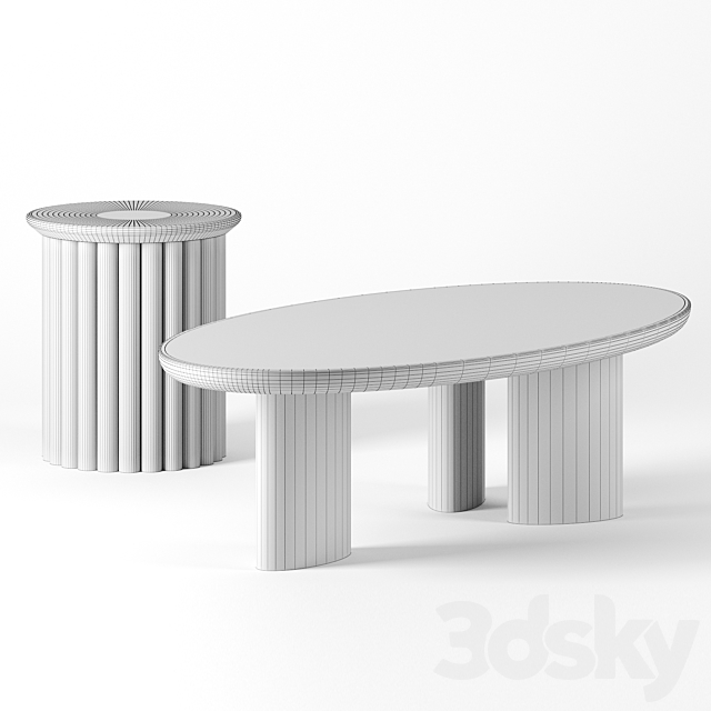 Coffee tables set by mcguire furniture 3DS Max Model - thumbnail 2