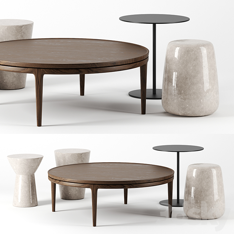 Coffee tables set by Time and Style 3DS Max - thumbnail 1