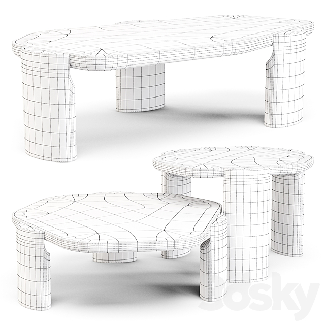 Collection Particuliere: LOB Low – Coffee and Side Tables 3DS Max Model - thumbnail 2