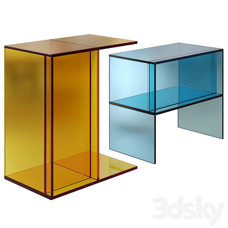 Color Transparent Acrylic Flip Table Options 3DS Max Model - thumbnail 1