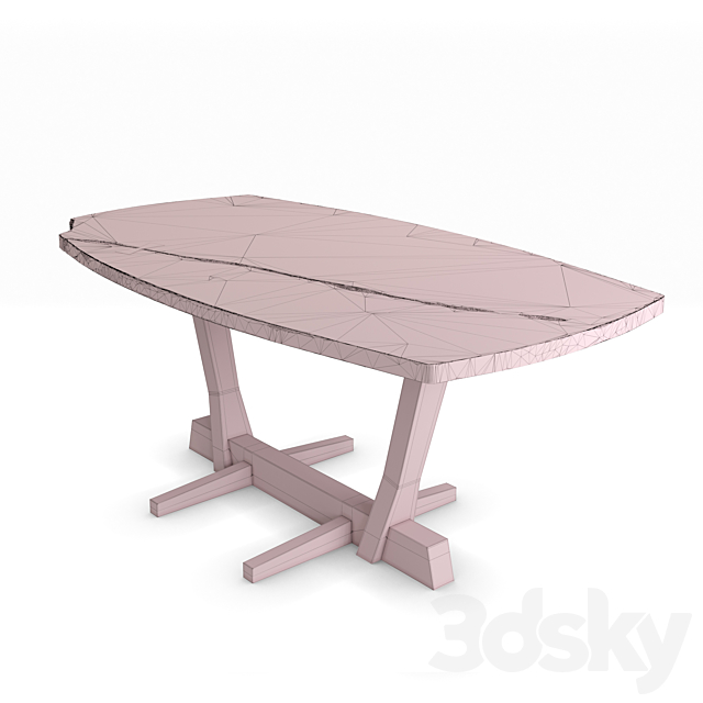 Conoid dining table by George Nakashima 3DS Max Model - thumbnail 2