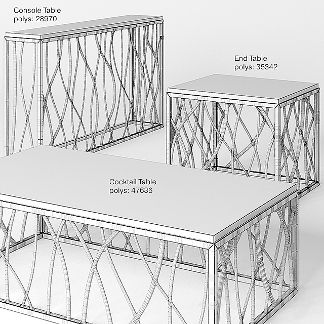 Console Table Cocktail Table End Table 3DS Max Model - thumbnail 2