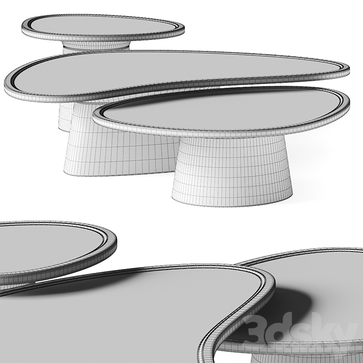 Contemporary Bunching Coffee Tables 3DS Max - thumbnail 2