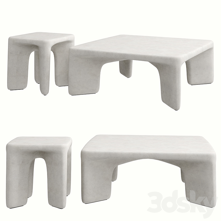 Contemporary Low Leg Concrete Tables 3DS Max - thumbnail 1