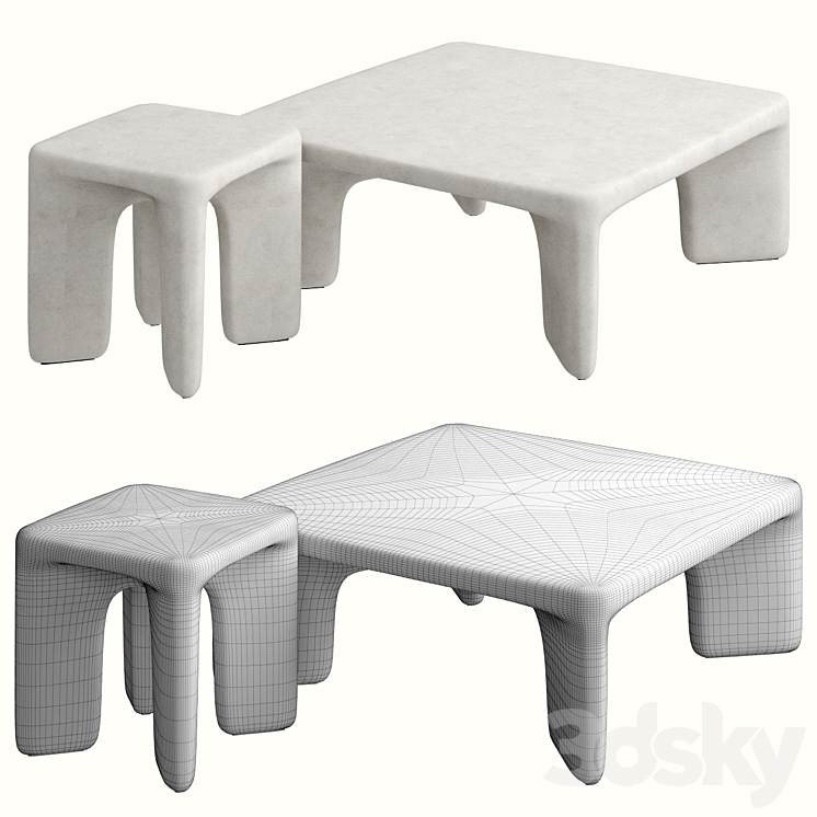 Contemporary Low Leg Concrete Tables 3DS Max - thumbnail 2