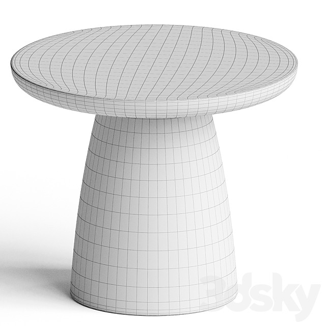 Contemporary Minimal Round Coffee Side Table in Travertine Stone Natural Pores 3DS Max Model - thumbnail 3