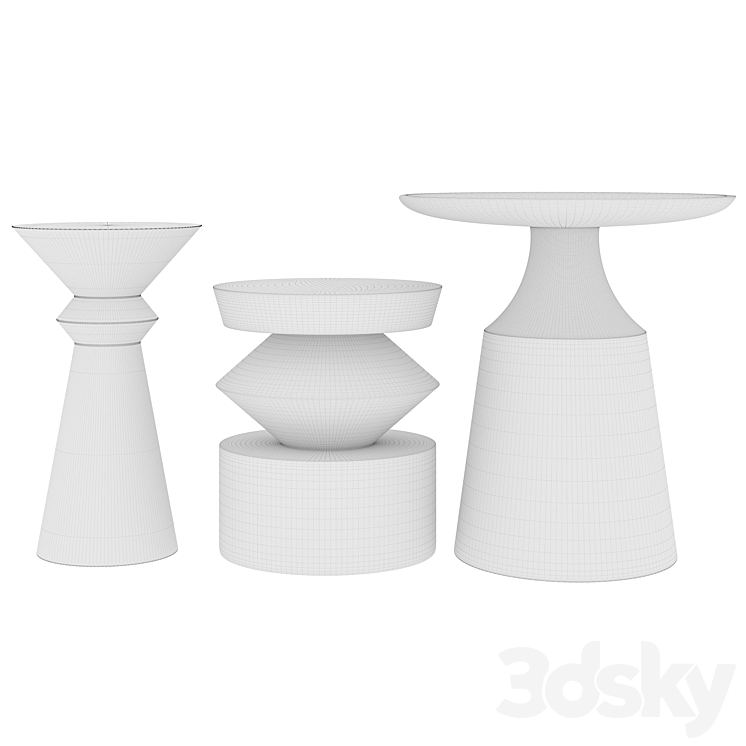 Contemporary Trio Side Table 3DS Max - thumbnail 2