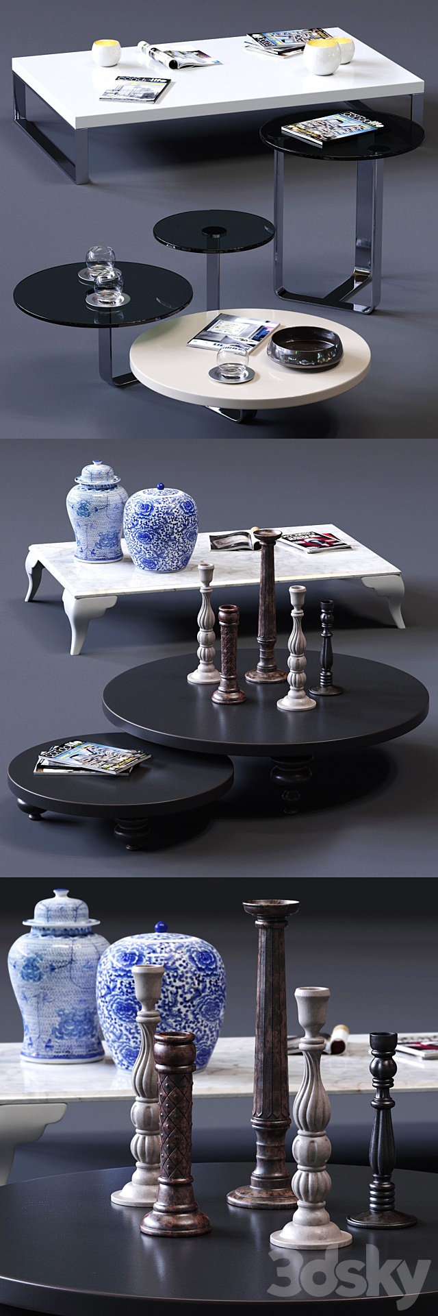 CorteZari Coffee Tables Set 3DS Max Model - thumbnail 2