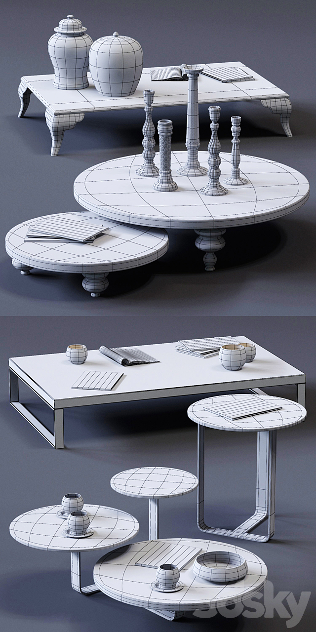 CorteZari Coffee Tables Set 3DS Max Model - thumbnail 3