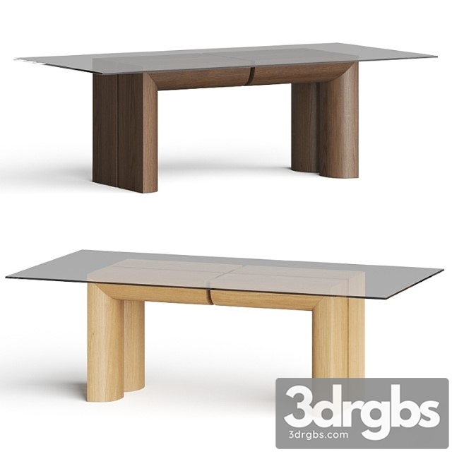 Crate and barrel emma wood and glass-top dining table - thumbnail 1