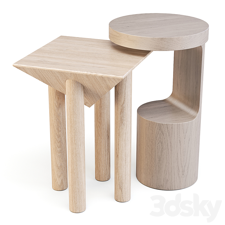 Crate and Barrel: Hout and Flora – Side Tables 3DS Max - thumbnail 1